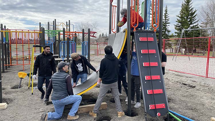 Pason employees spent three days last week building a playground for St. John Henry Newman Catholic School in Calgary.