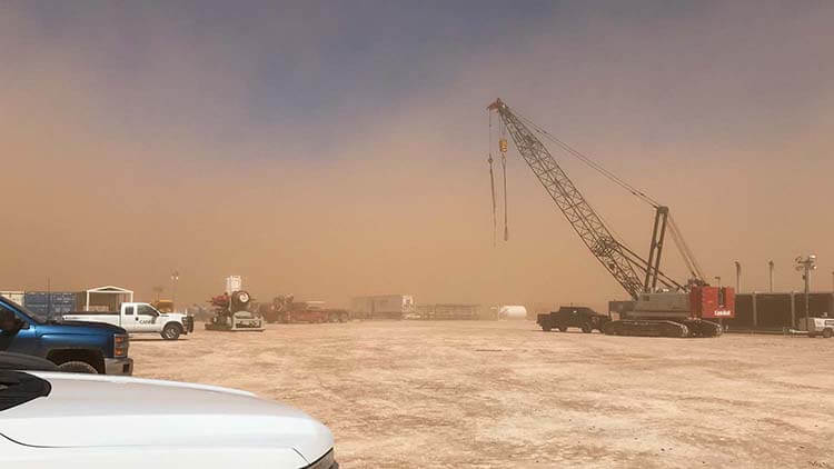 Field Technicians faced everyday challenges like Texas sandstorms.
